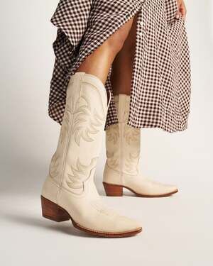 TECOVAS The Annie Western Boots Size 8 B Bone Cowhide